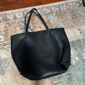 Free People Black Leather Tote Bag